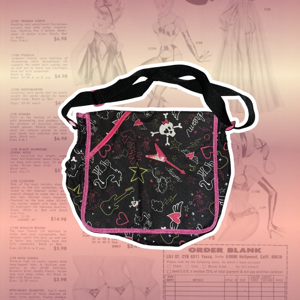 Y2K Messenger Printed Bag